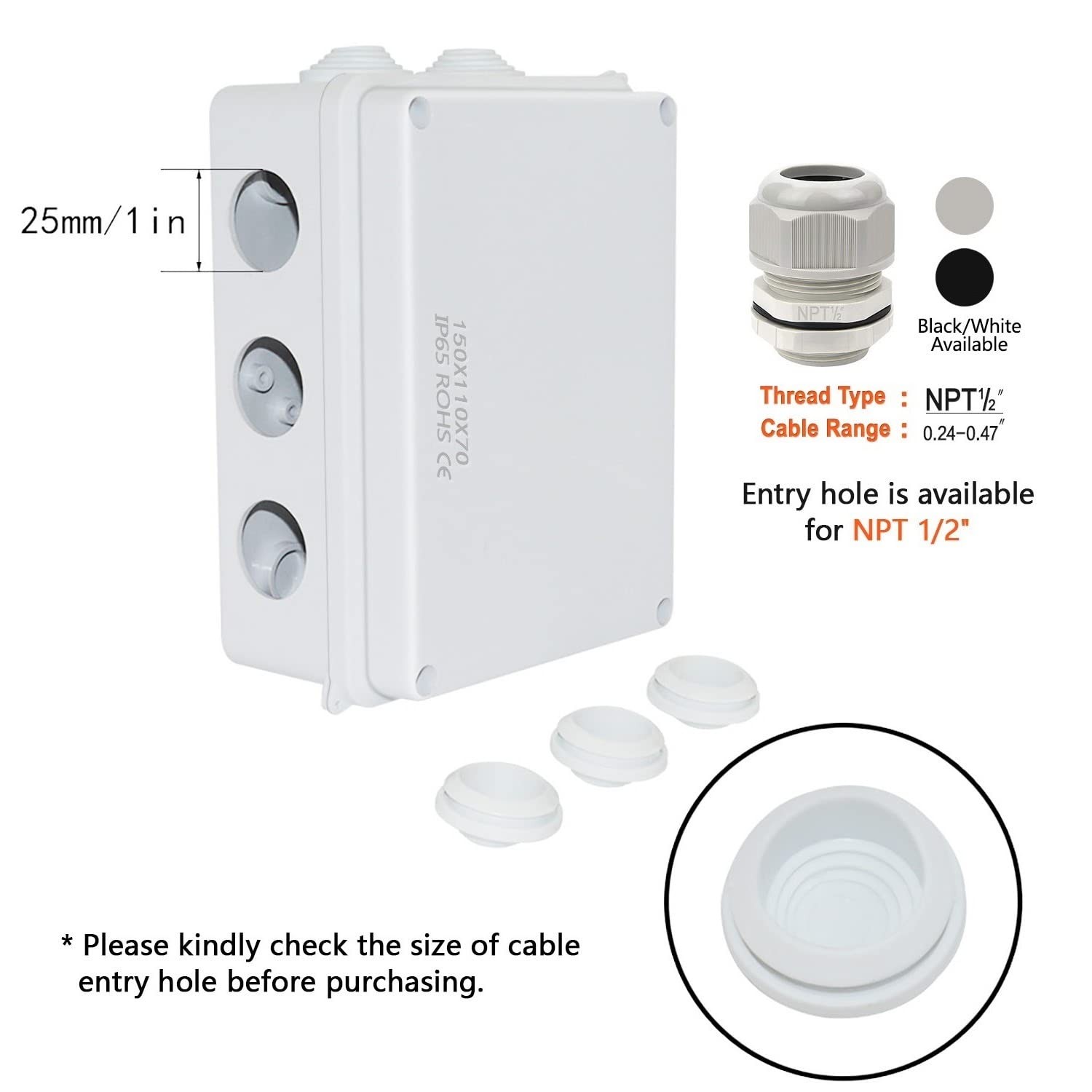 LeMotech ABS Plastic Dustproof Waterproof 5.9″ x 4.3″ x 2.8″ (1pc), White