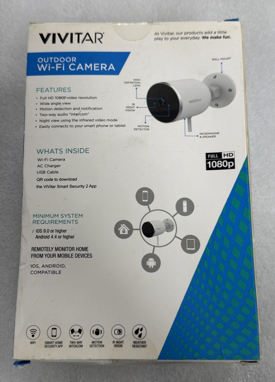 Vivitar IPC-484 Smart Wi-Fi Outdoor Security Camera – 1080p HD, Night Vision,