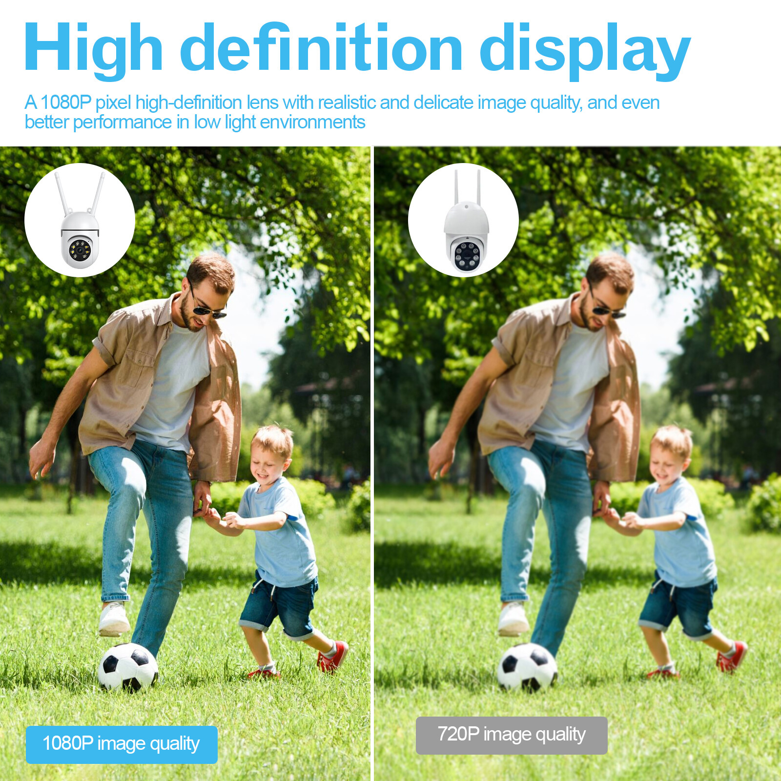 HD 1080P WiFi Security Camera Night Vision with PTZ Motion Detection 2-Way Audio