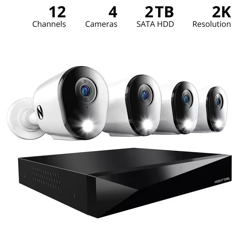 Night Owl 12 Channel 2K Wired DVR Security Camera System w/ 2 TB Hard Drive NEW