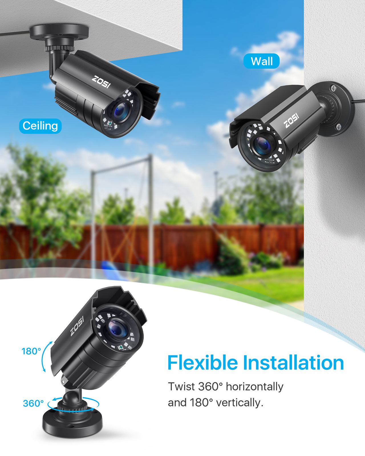 ZOSI 8CH 5MP Lite DVR 1080P Security Camera System 1TB HDD Night Vision Outdoor