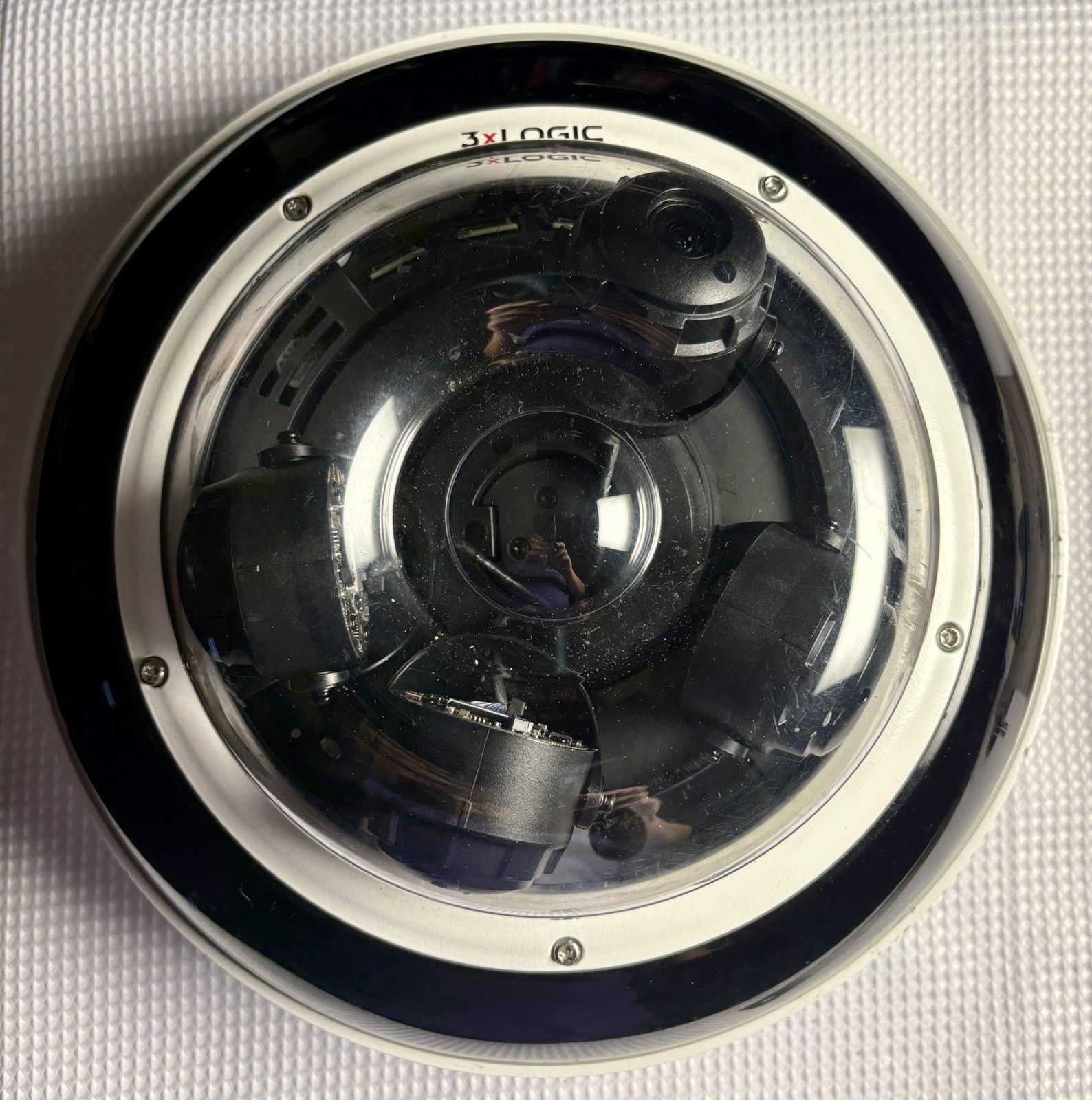 3x Logic Ip Camera Vx-20M-Surround-od-raw base, used, with enclosure and base