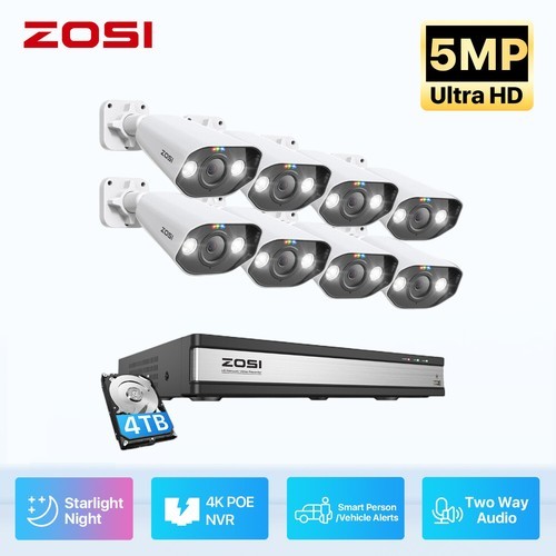 ZOSI 8CH/16CH 4K NVR 5MP POE Security Camera System AI Person Car Detection