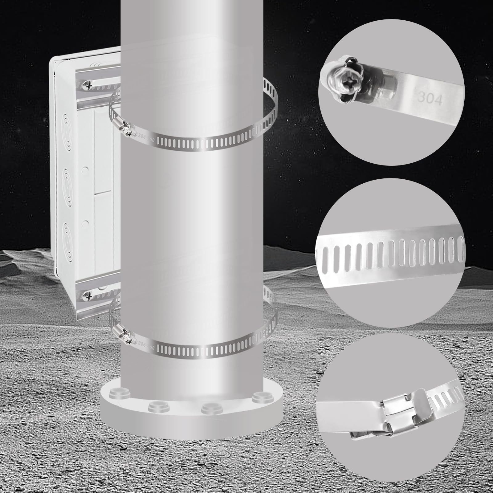 smseace Pole Mounting Kits,304 Stainless 7.9 x 1.9inch, x 1.9inch