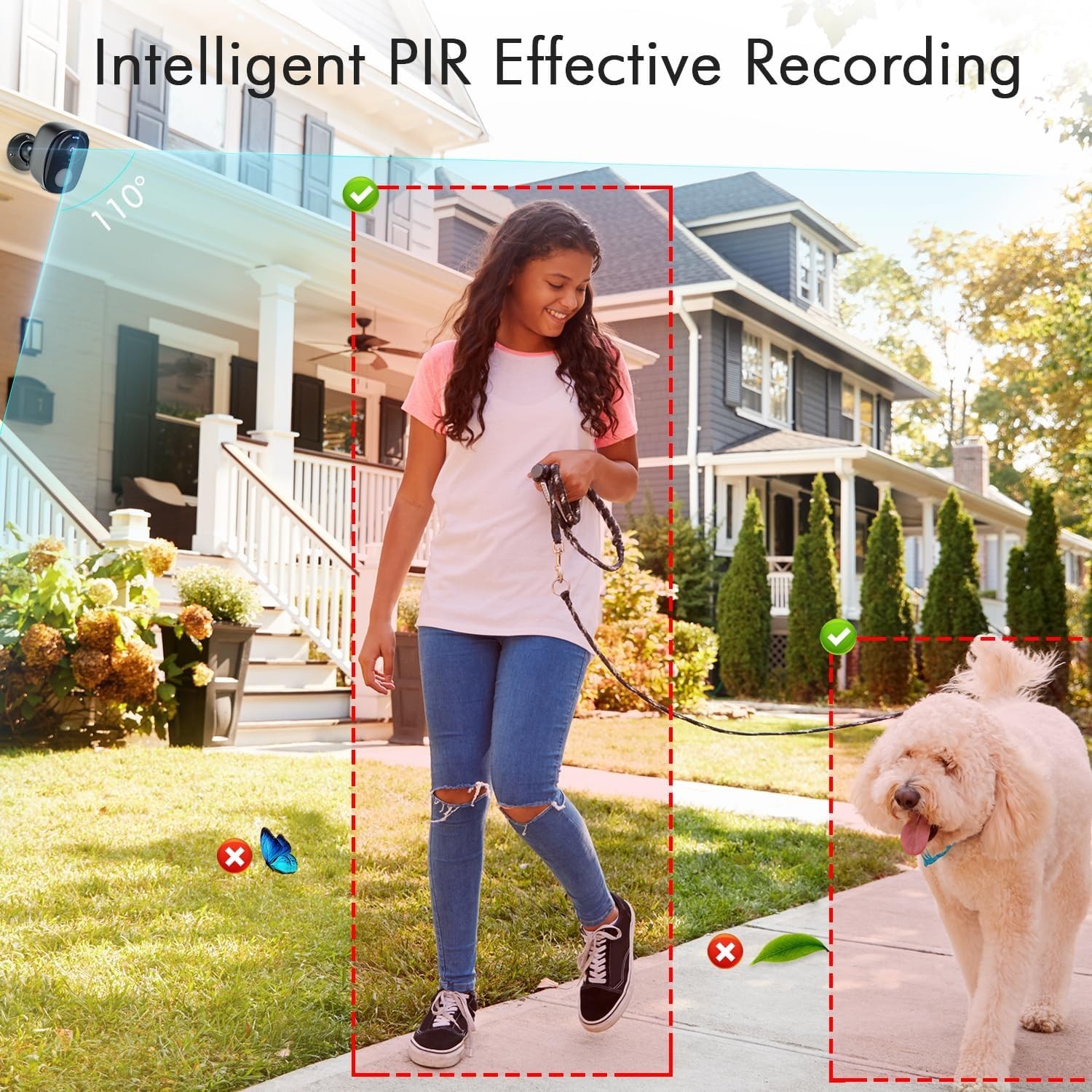 Wireless Outdoor Camera 2PCS 1080P Security Cameras WiFi Video Night Vision