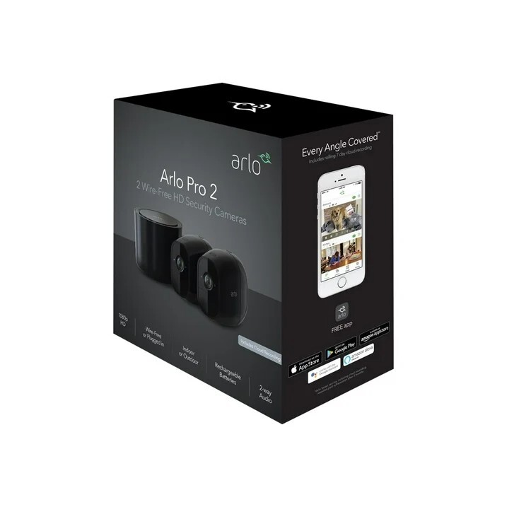 Arlo Pro 2 2-Camera Indoor/Outdoor Wireless 1080p Security Camera System (Black)