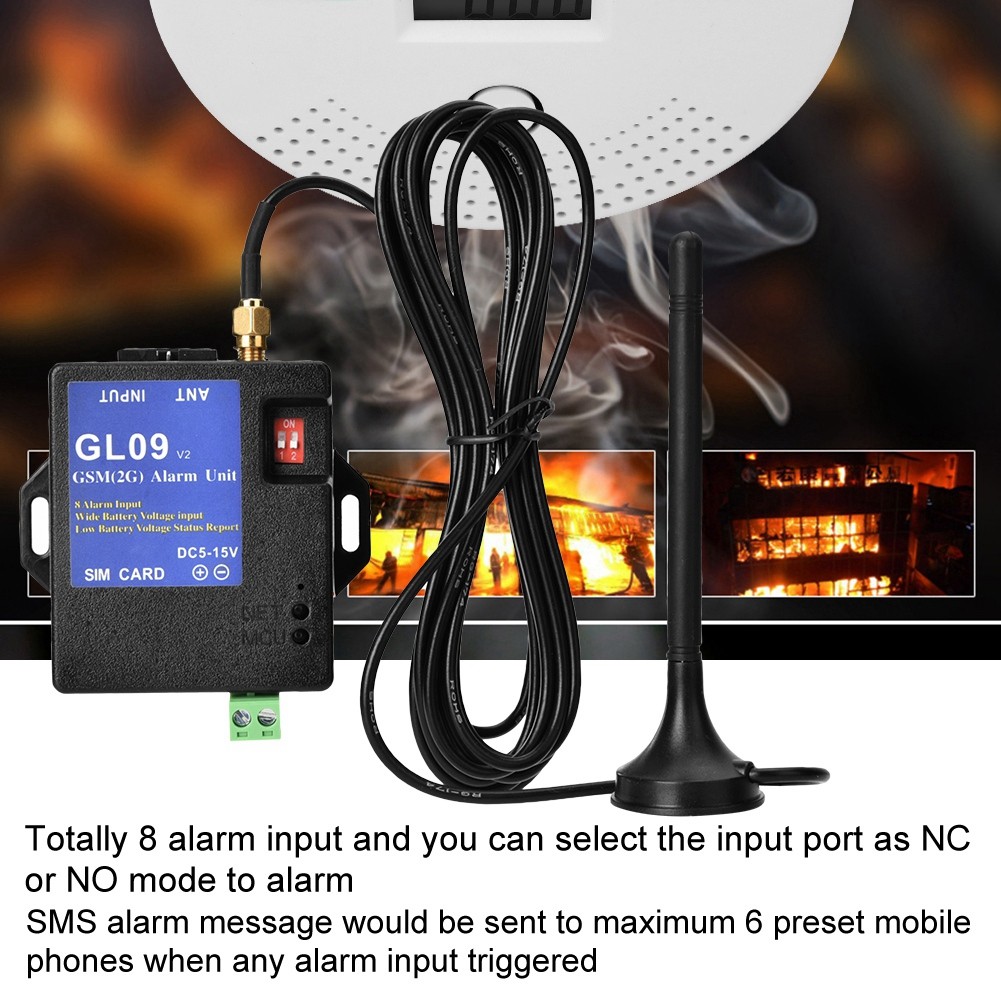 GL09 8 Channel Battery GSM Alarm System SMS Alert Security For Home Warehouse Bl