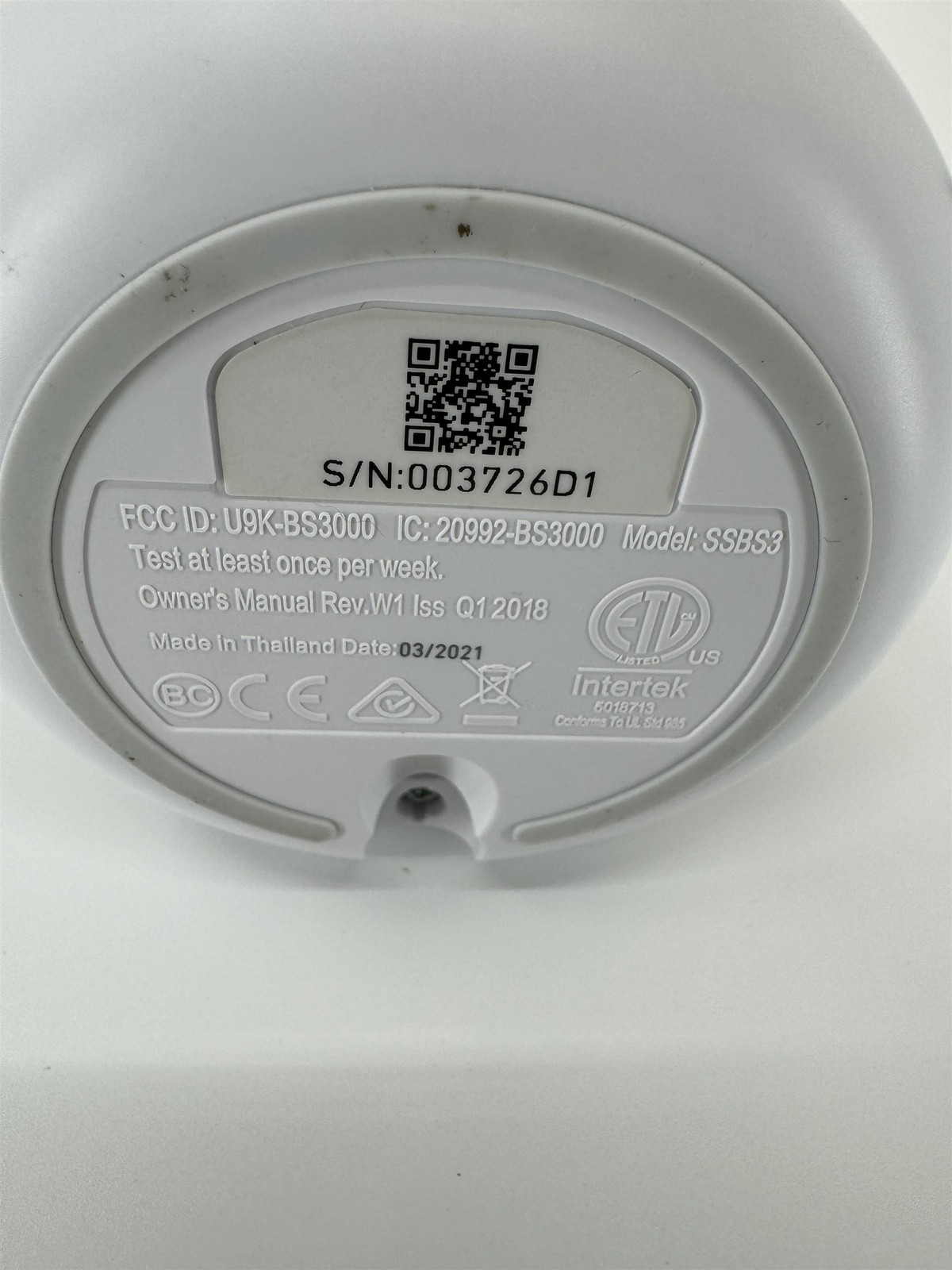 SimpliSafe Alarm Base Station SSBS3 /w Power Supply