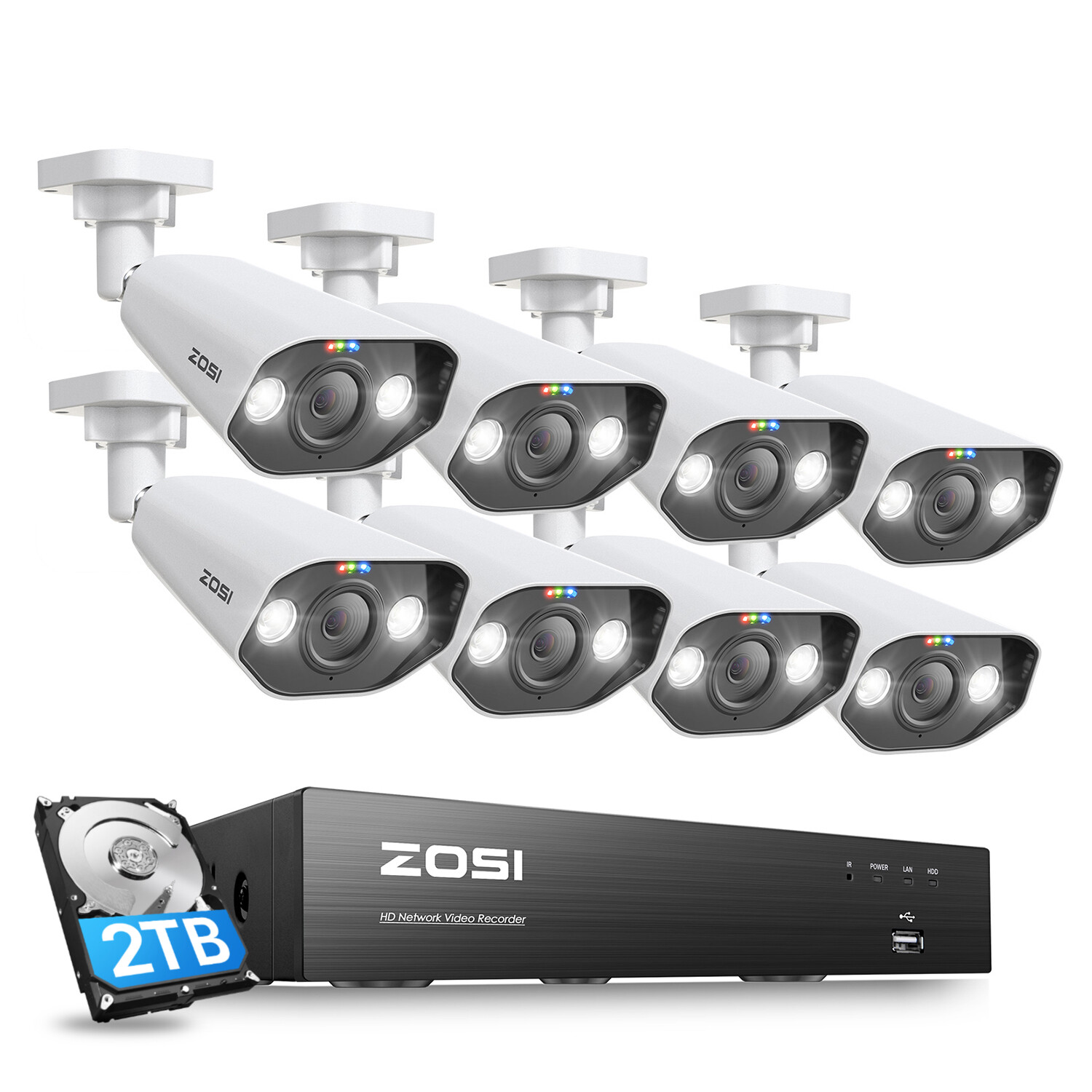 ZOSI H.265+ 16CH/8CH 4K PoE Security Camera System With Hard Drive Recording