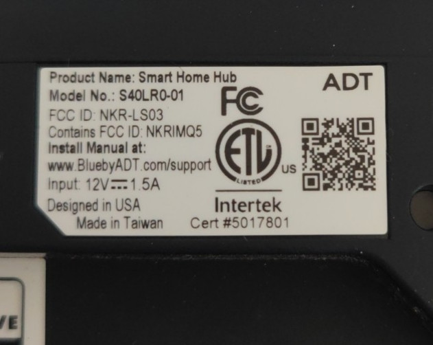 Blue By ADT Smart Home Hub S40LR0-01 Graphite