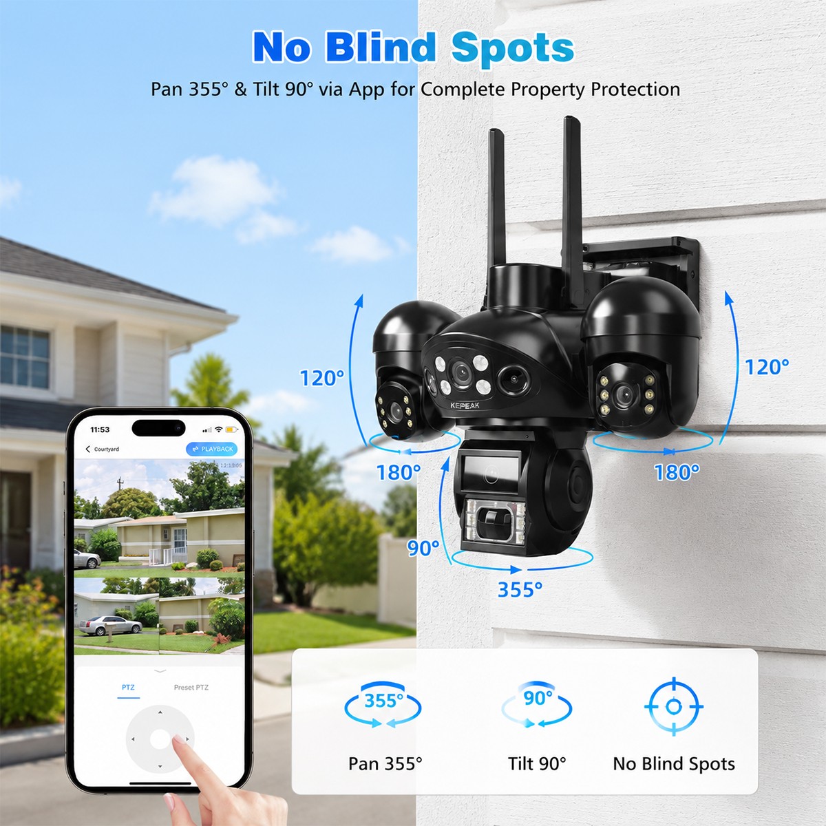 4PCS Camara De Seguridad Solar Inalambricas Para Exterior Con Vision Nocturna HD