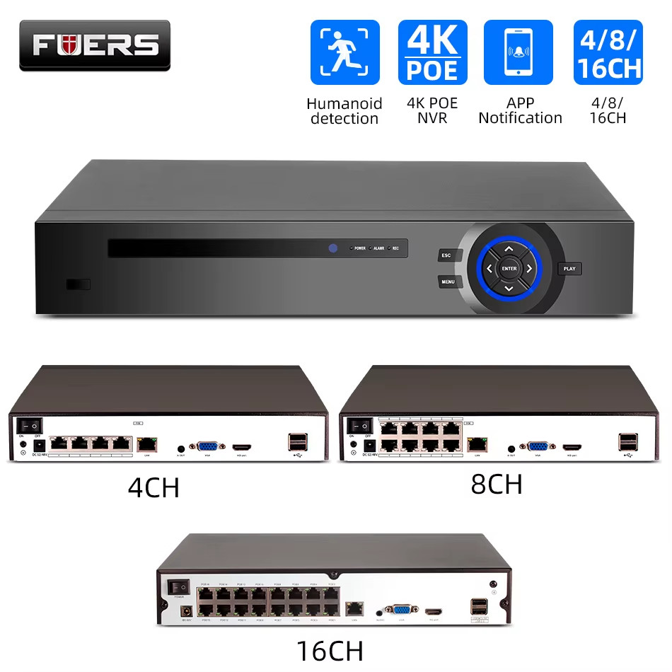 H.265 4CH 8CH 16CH Poe System Video Surveillance Security System Kit Surveillanc