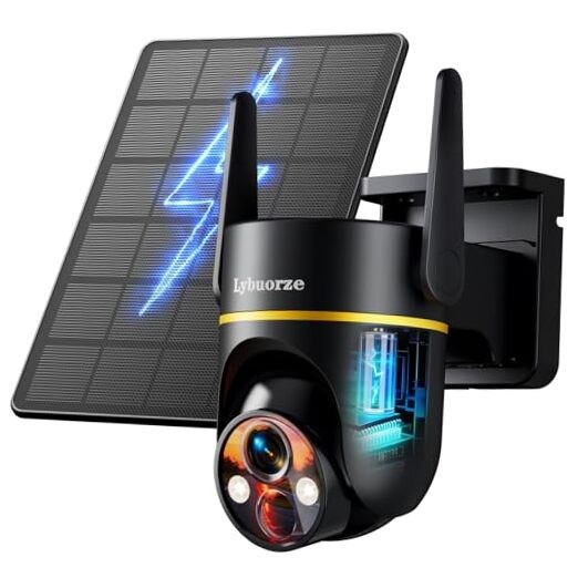 5G&2.4GHz 4MP Solar Security Camera Wireless Outdoor, Short-Solar Cam Black