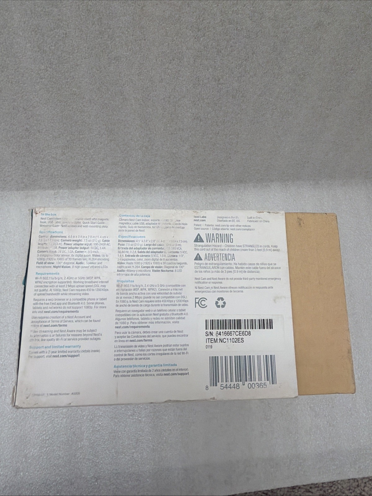 Google Nest Cam Indoor Security Plug-in Wi-Fi Camera NC1102ES A0005
