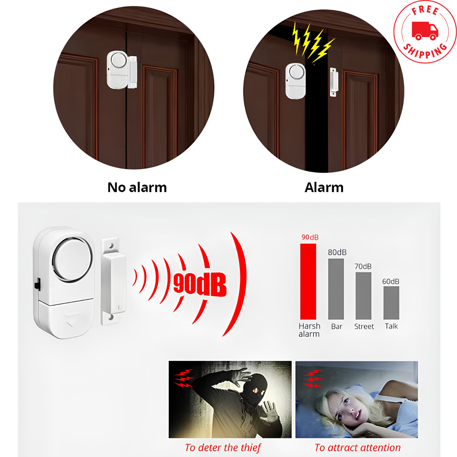 Wireless Home Window Door Burglar Security Alarm System Magnetic Sensor