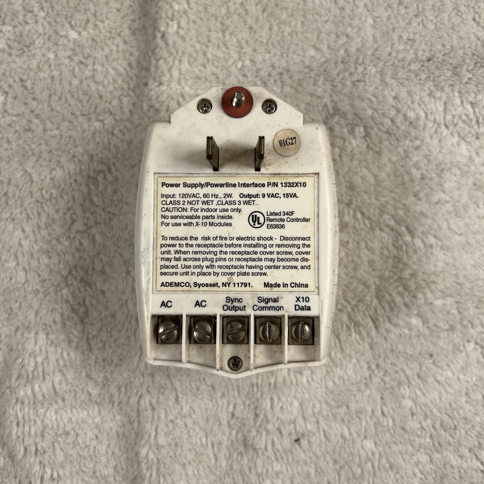 ADEMCO HONEYWELL LYNX 1332X10 TRANSFORMER FOR LYNX LYNXR LYNXR EN USED