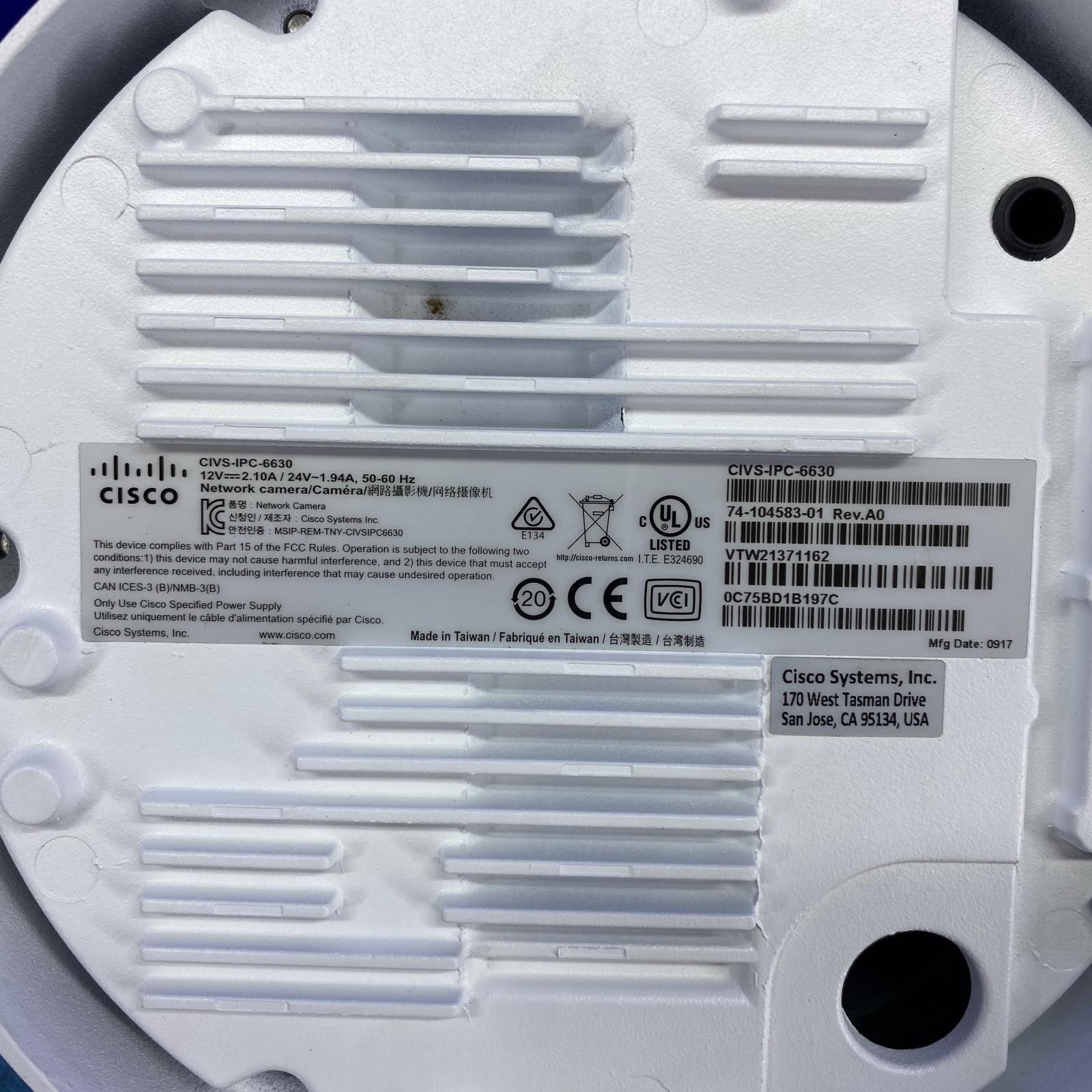 Cisco Security Camera Model CIVS-IPC-6630