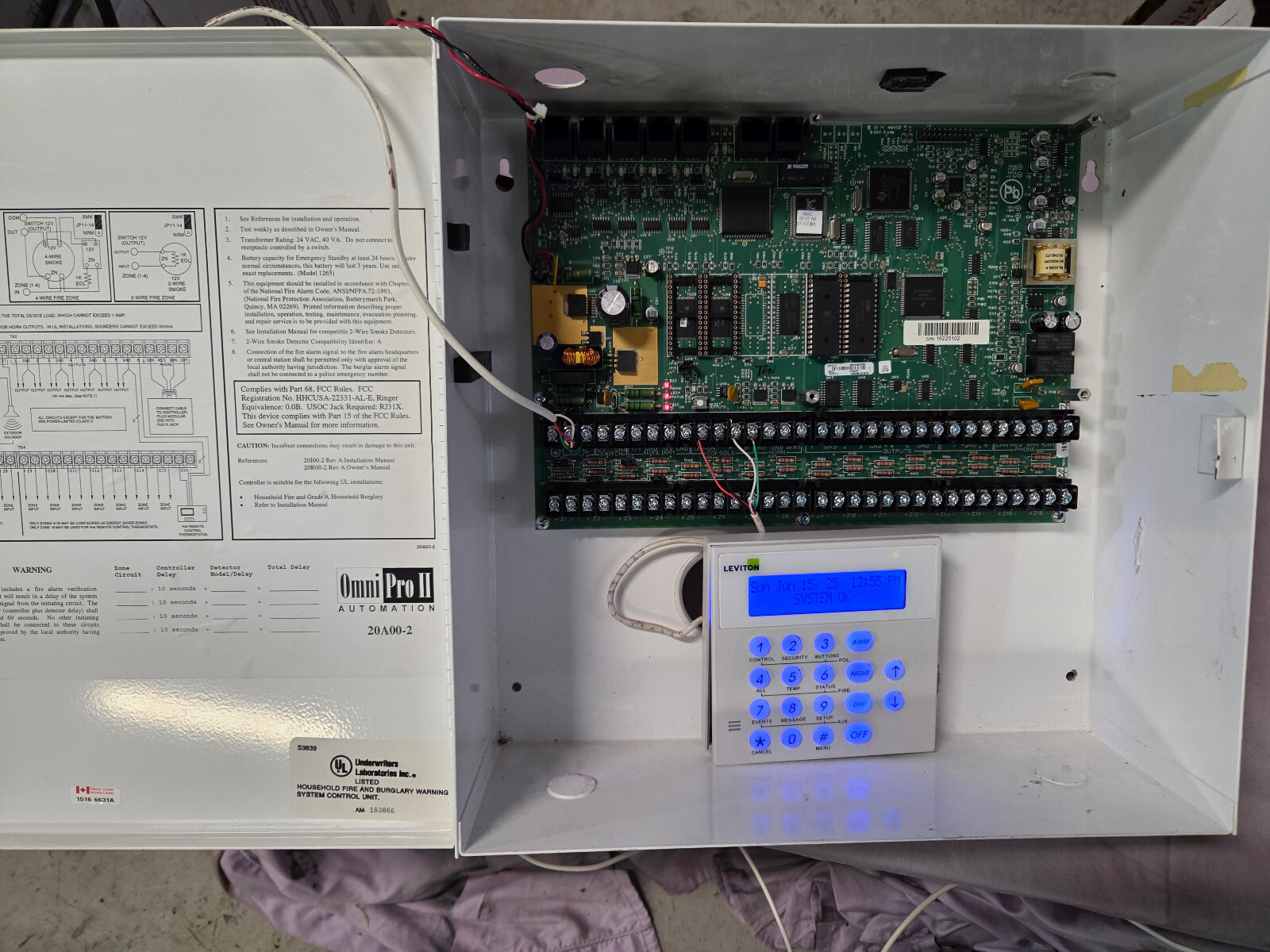 HAI Leviton Omnipro 2 security panel 20A01-3