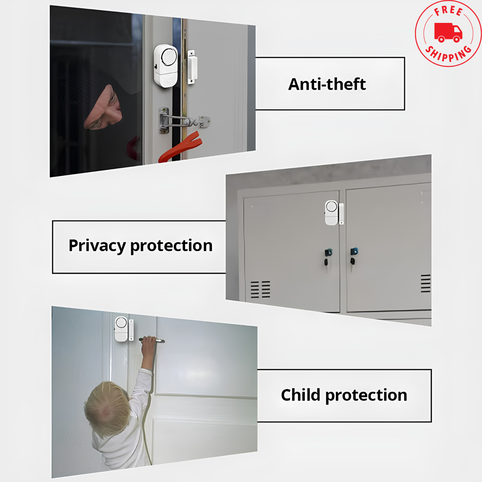 Wireless Door Window Alarm Magnetic Sensor Home Security Alert 90dB White