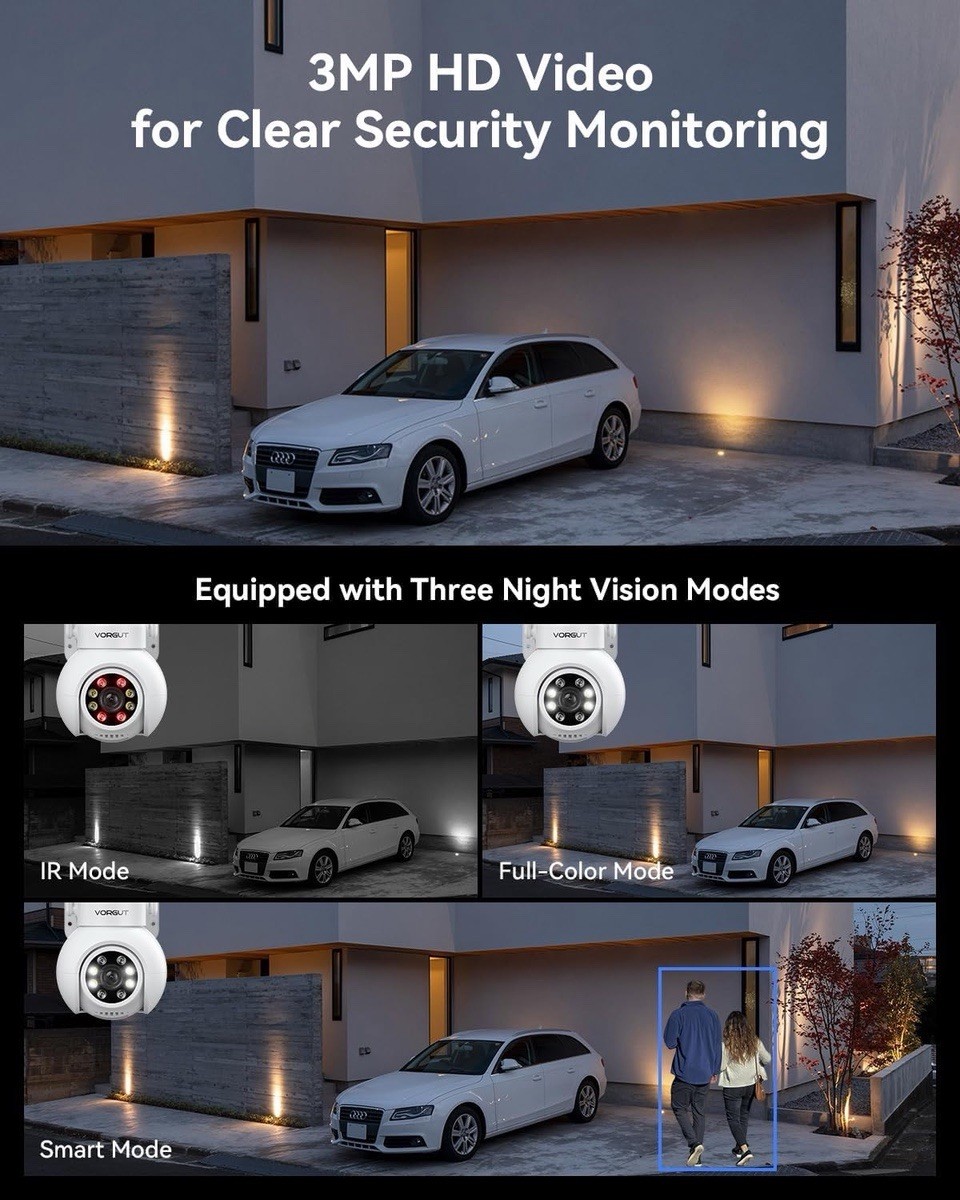 EQL-Wireless Security Camera System with 10″ LCD Monitor, 2PCS 3MP PTZ Outdoor