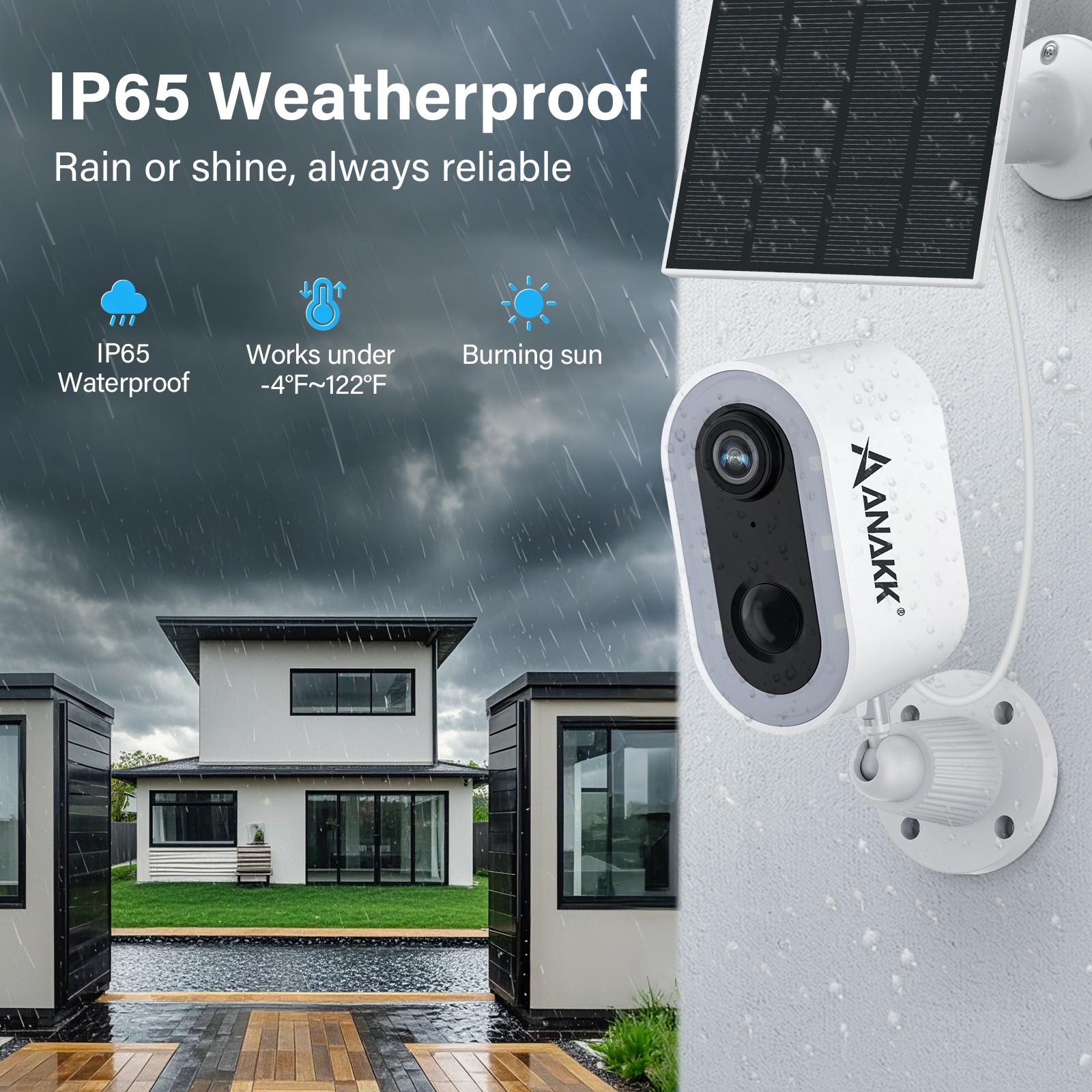 Solar Wireless Wifi Outdoor Security Camera with Monitor & 64G Card Night Vision