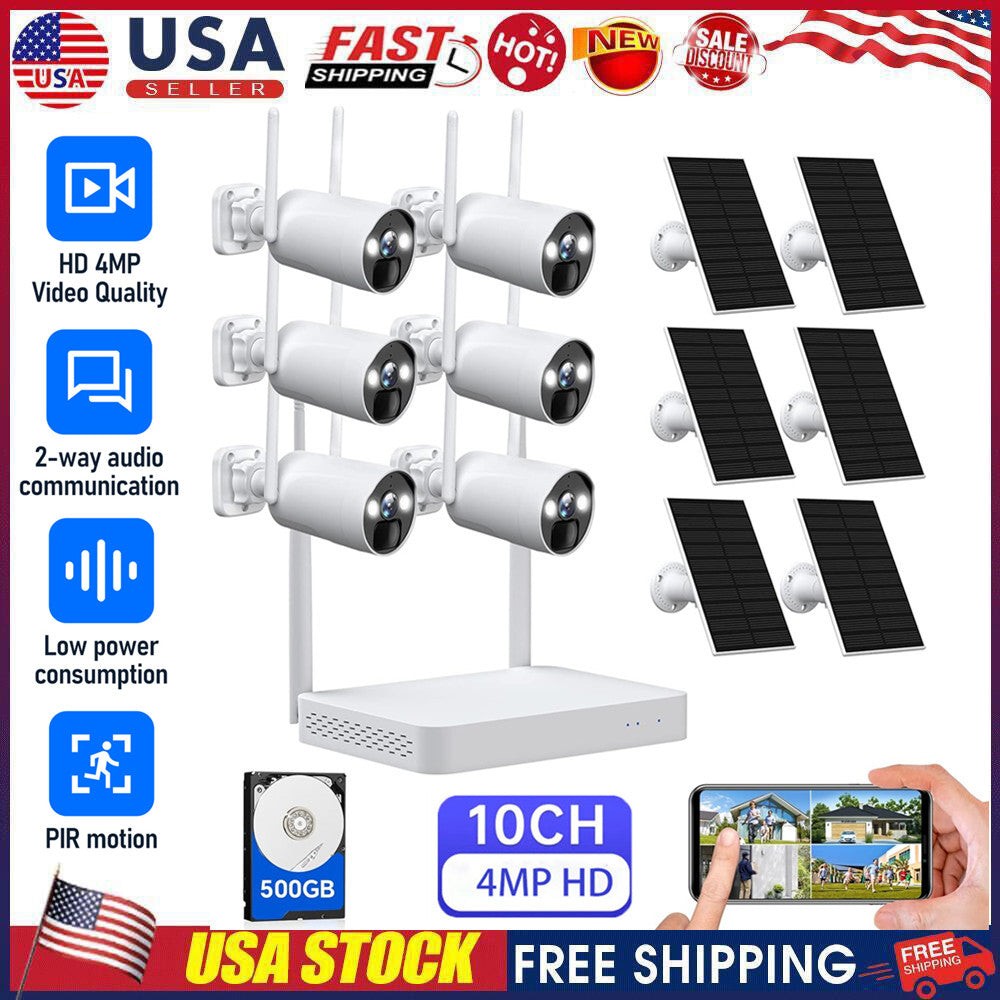 Solar Battery Powered Security Camera System Wireless Outdoor WiFi Wire-Free Cam