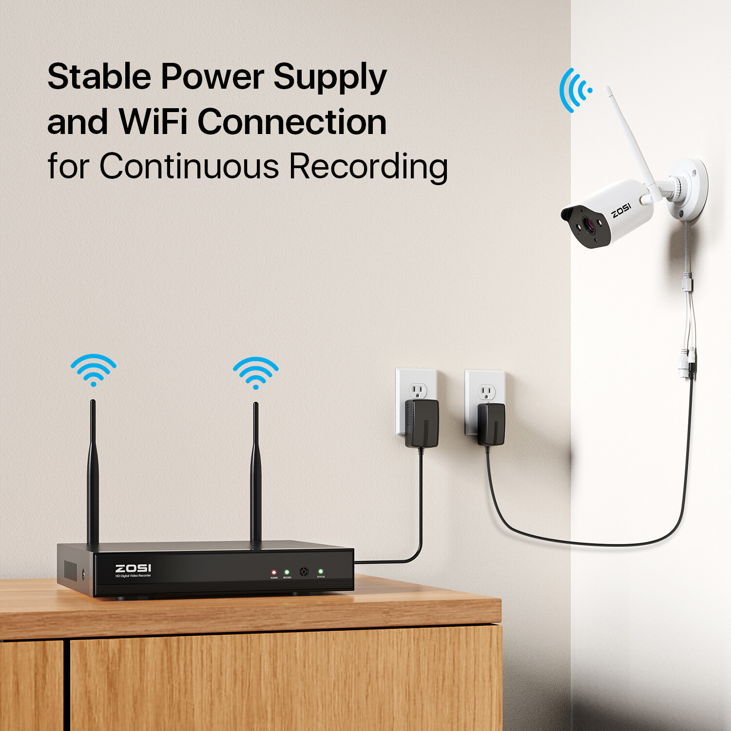 ZOSI 3MP Wireless IP Security Camera System AI Human Detection Waterproof Audio