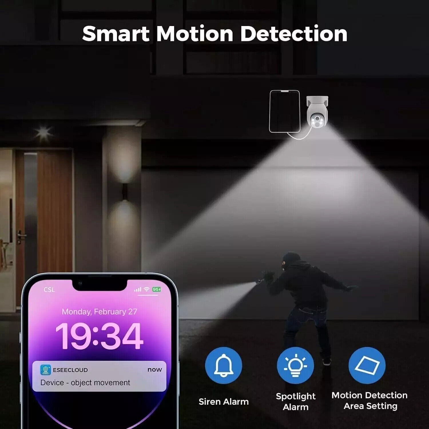 4MP Wireless Solar Security Camera System CCTV 10CH 500GB Outdoor 360° PTZ View
