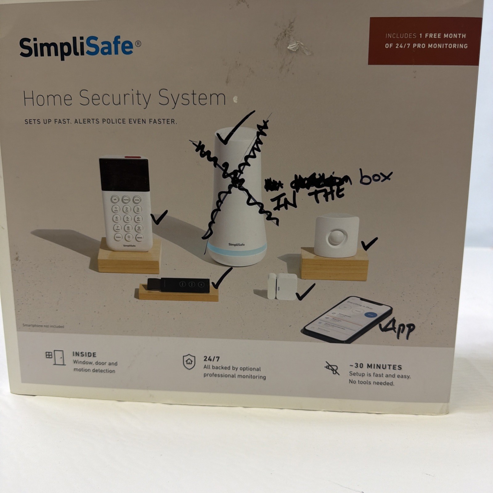 Simplisafe 5 Piece Wireless Home Security System Optional 24/7 Pro. Monitoring