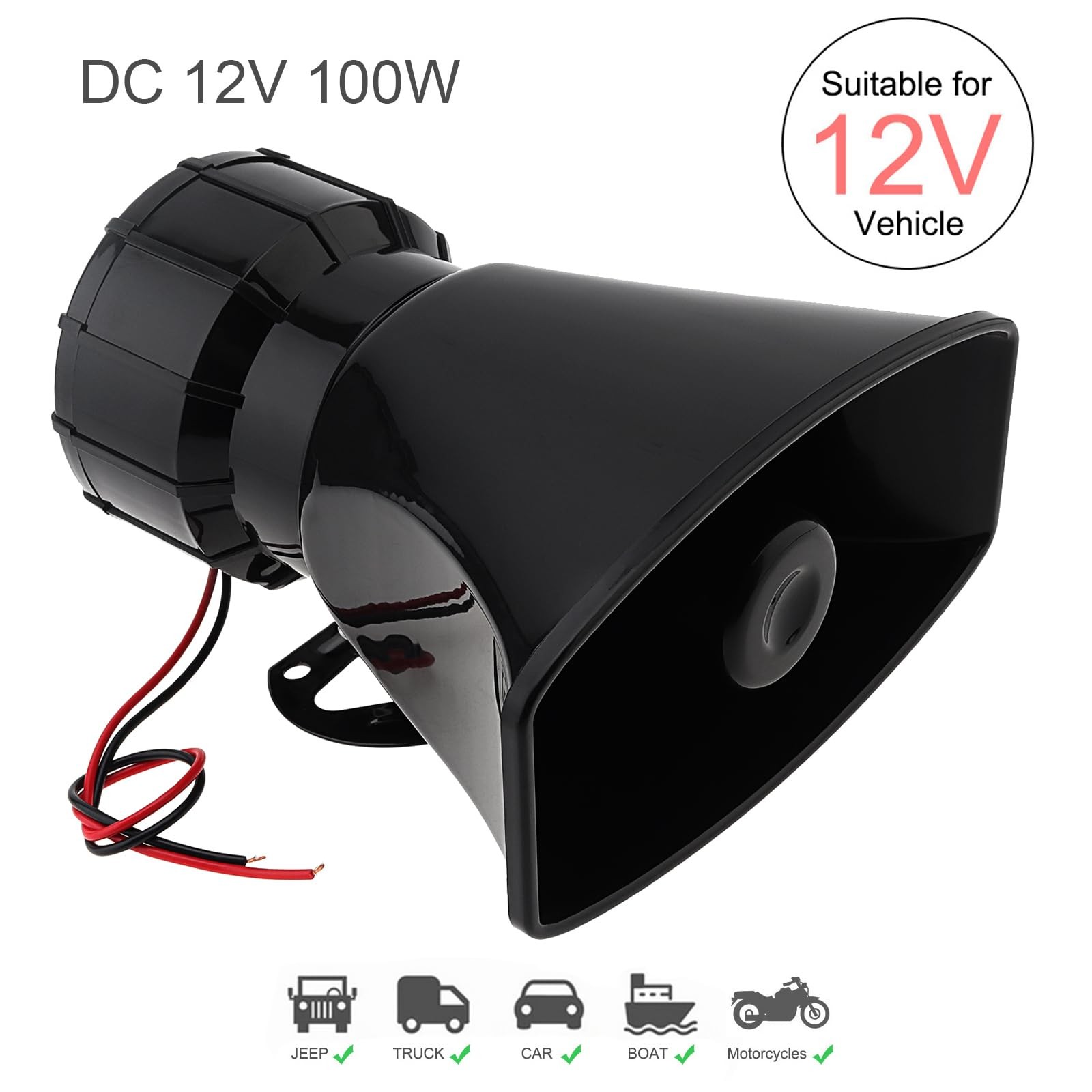 DriSentri Wired Alarm Siren Horn, DC 12V 100W Electronic Alarm Horn Siren for…