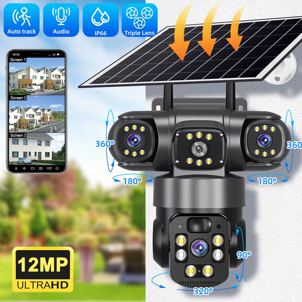 Camara De Seguridad Solar Inalambricas Para Exterior Con Vision Nocturna y Audio