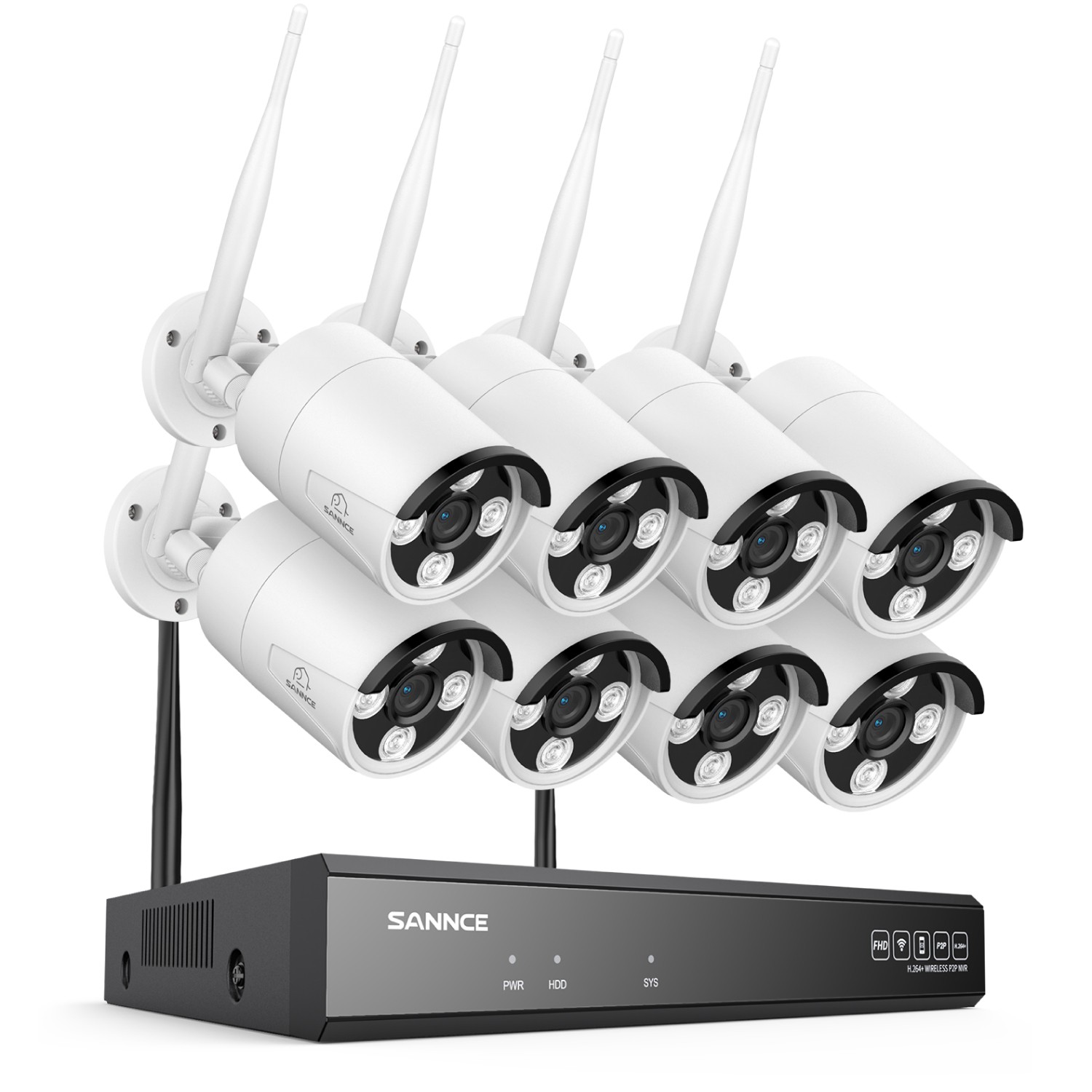 SANNCE 16CH NVR Wireless 3MP WiFi 2 Way Audio Security Camera System Full Color