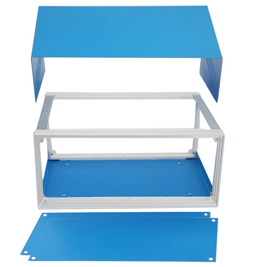 Zulkit Electronic Enclosures Blue Metal 8.3″ x 7.1″ x 5.5″, Blue, White