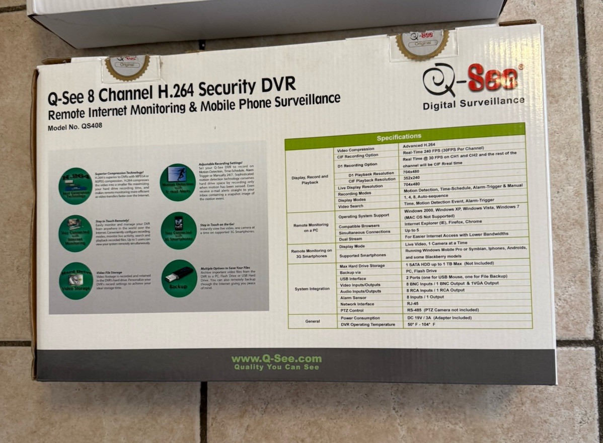 Q-See QC444, 4 Channel H.264 DVR With 500gb HDD & CCD Security Camara’s 4 pack