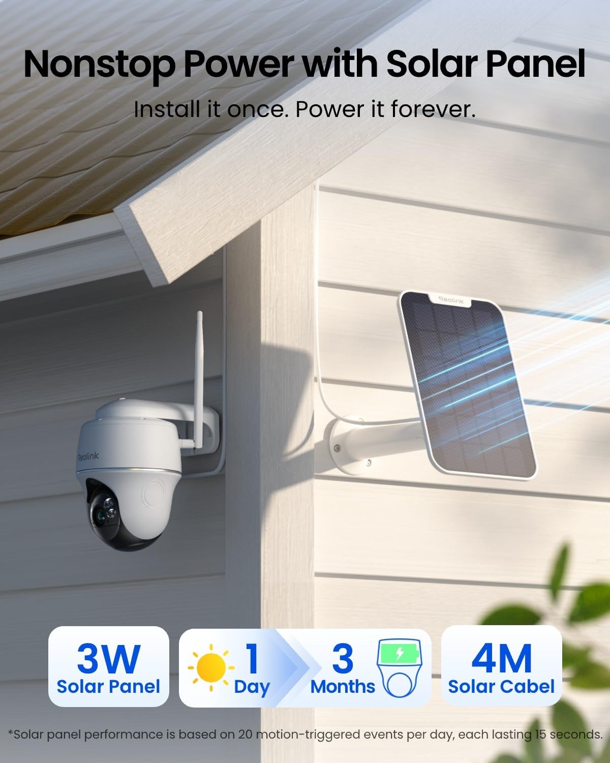 REOLINK Solar Security Cameras Wireless 1 Count (Pack of 1), (1) White