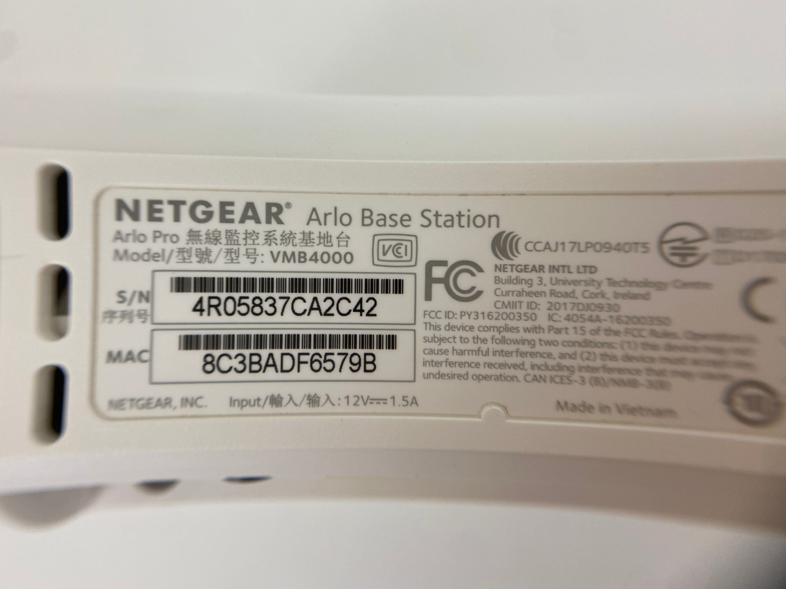 NETGEAR Arlo Pro Base Station VMB4000 SmartHub w/ Siren USB LAN