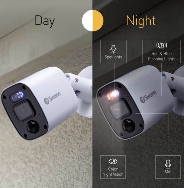 Swann 4 Camera 8 Channel 1080p Full HD DVR Security System Police lights