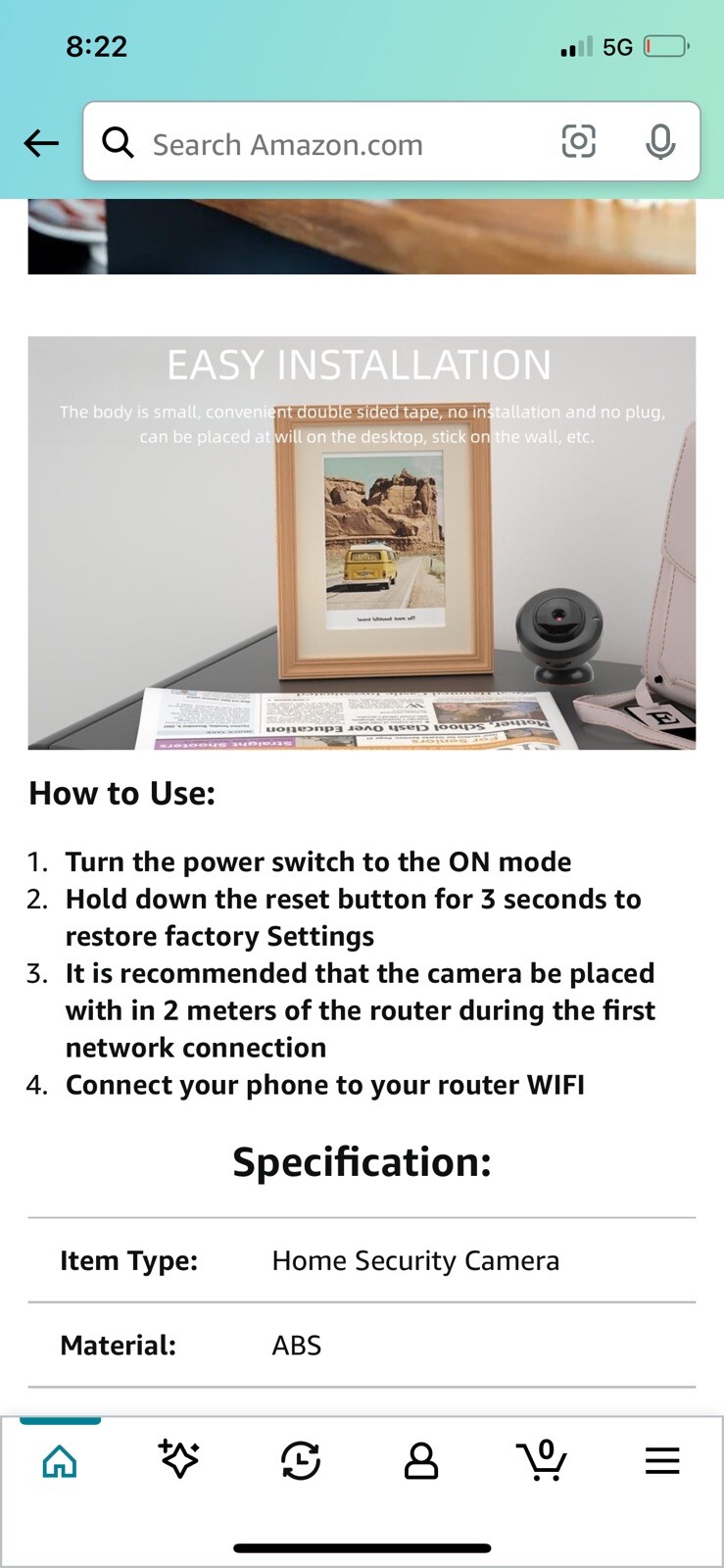 Home Security Camera Wireless,1MP Mini Small HD WiF for indoor/outdoor
