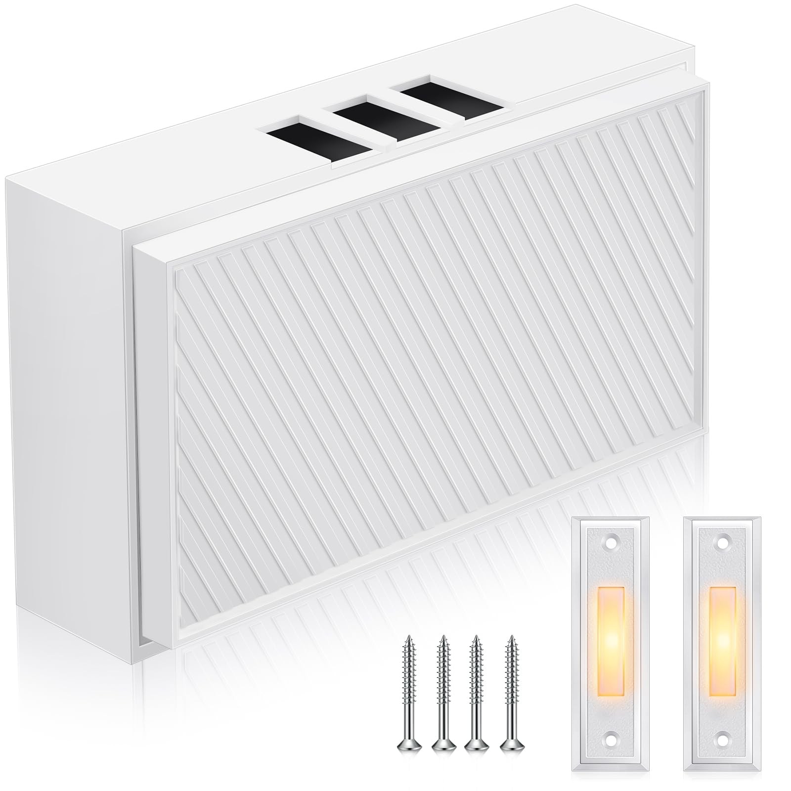 Saillong Wired Doorbell Chime with 2 Lighted Push Buttons, 16V White, Yellow