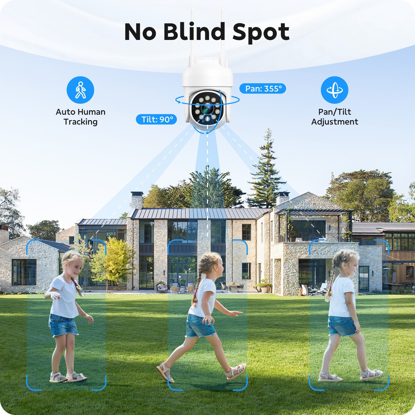 8Pcs PTZ Cameras Wireless CCTV Security Camera System WiFi 16CH 4K NVR Audio US