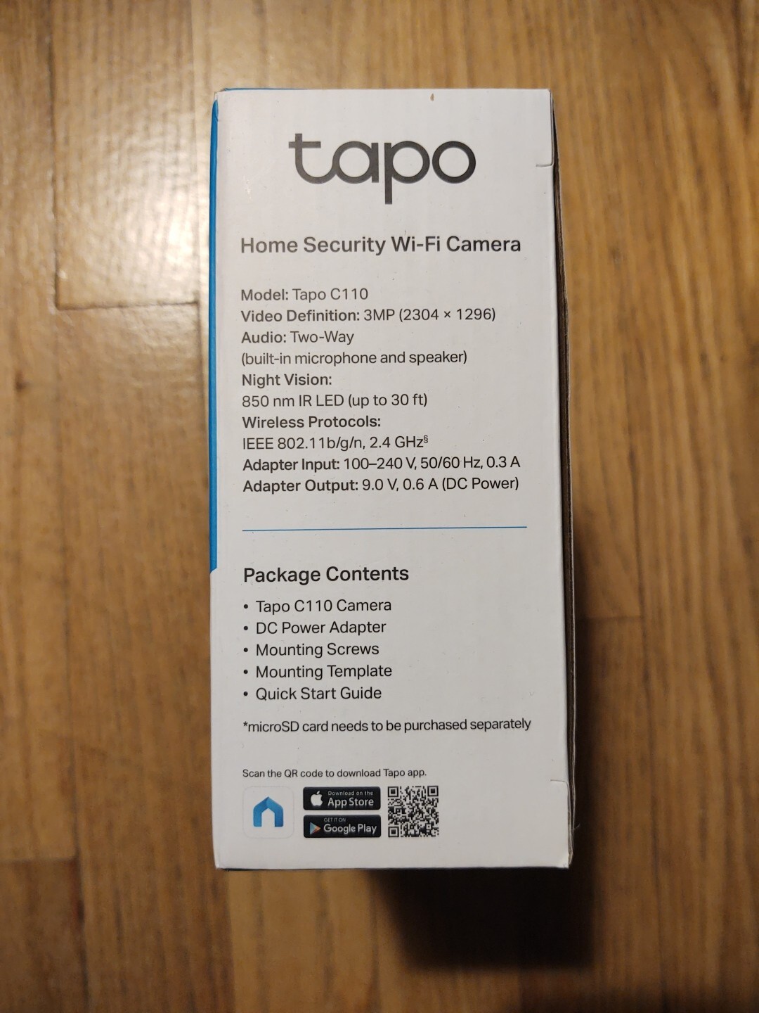 TP-LINK Tapo 2k Indoor Security Wi-Fi Camera, Tapo C110 Night Vision, White