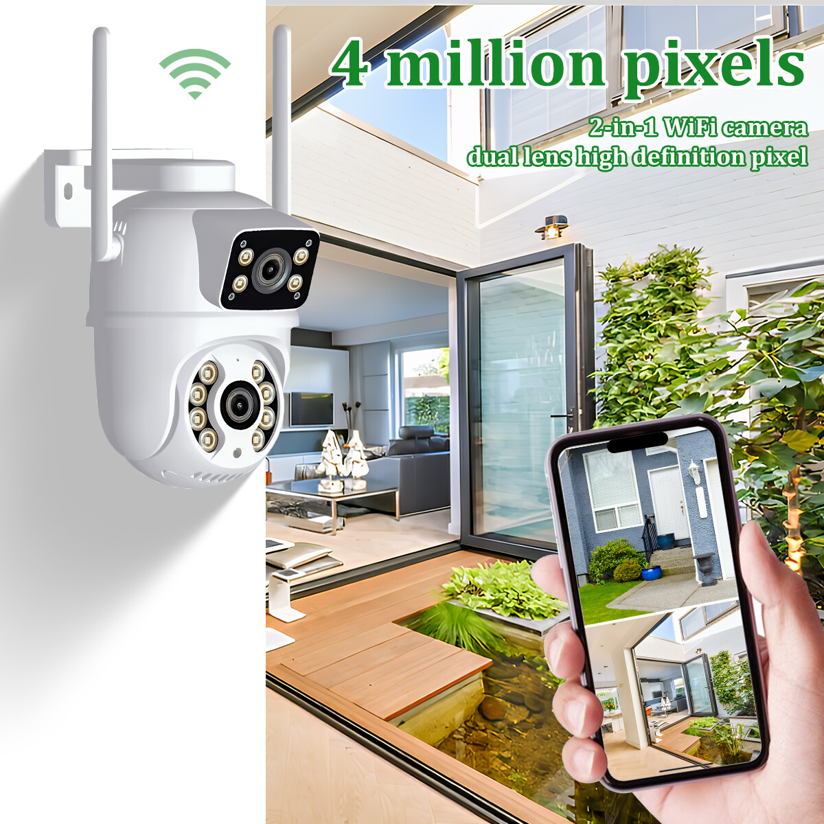 Wireless IP WIFI Camera Outdoor CCTV PTZ Smart Home Security IR Cam Dual lens