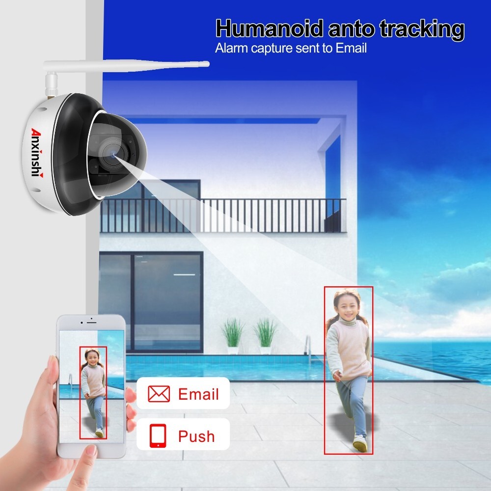 5MP 10XZoom Human Tracking AI wireless Camera P2P Onvif mini PoE MIC PTZ Camera