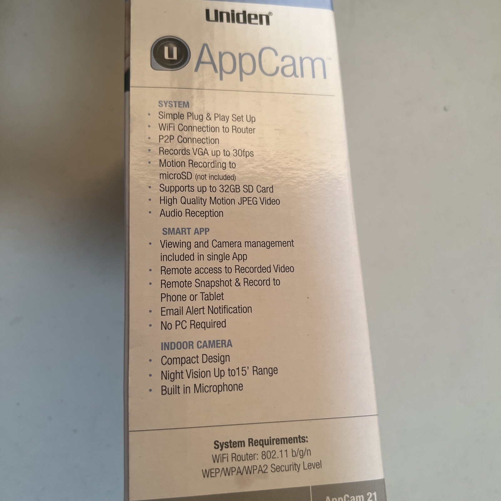Uniden APPCAM21 Indoor Wireless WIFI Camera – Monitor Anywhere – No PC Required