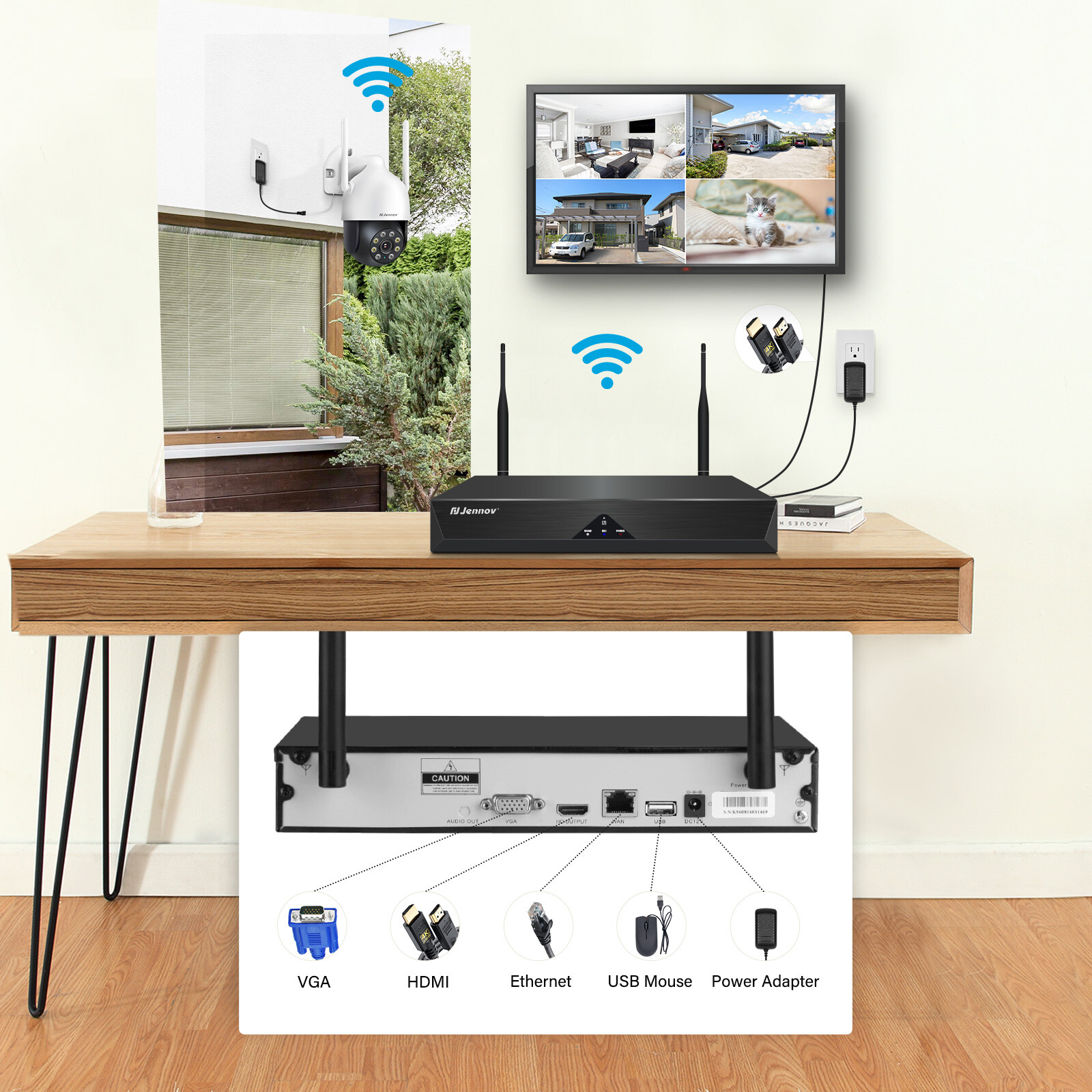 5MP 10CH Wireless Home Security Camera CCTV System WiFi 1TB NVR 24/7 Recorder