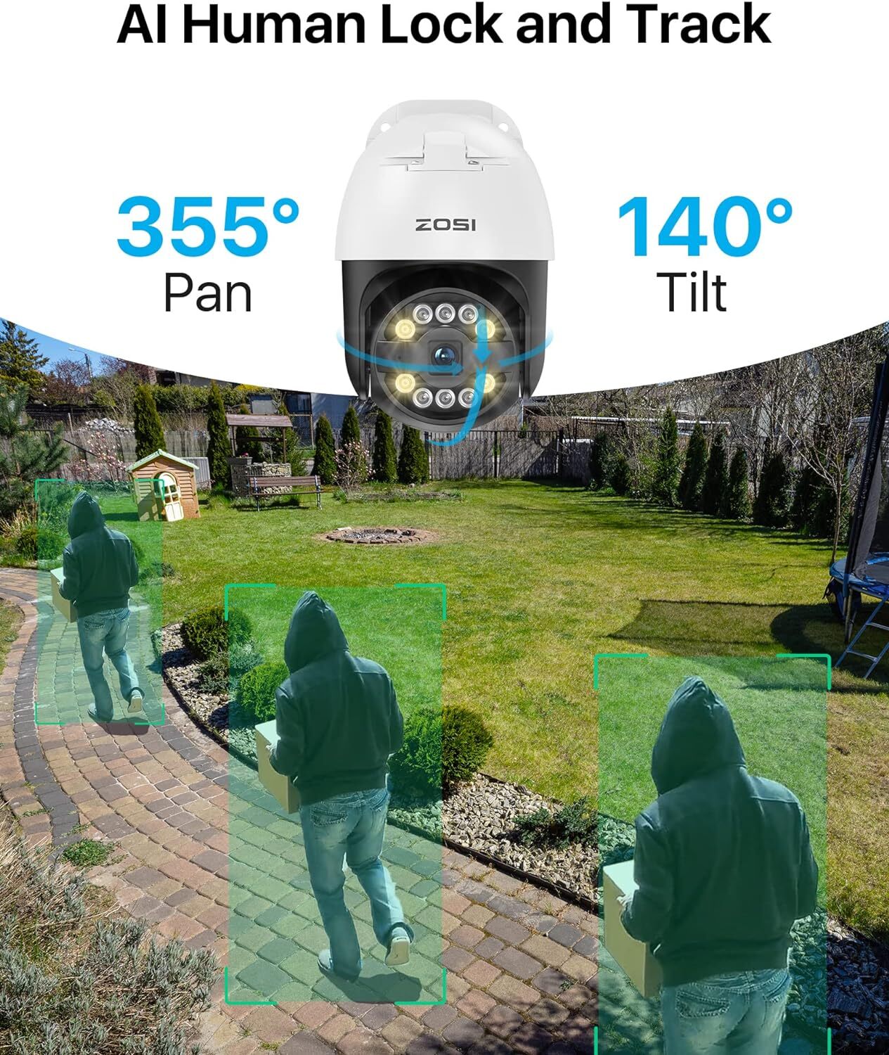 ZOSI 4K 8CH NVR PoE Security Camera System Color Night Vision Two Way Audio 2TB