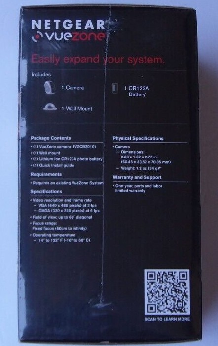 NETGEAR VueZone Add-on Day Camera VZCB2010-100NAS Brand New