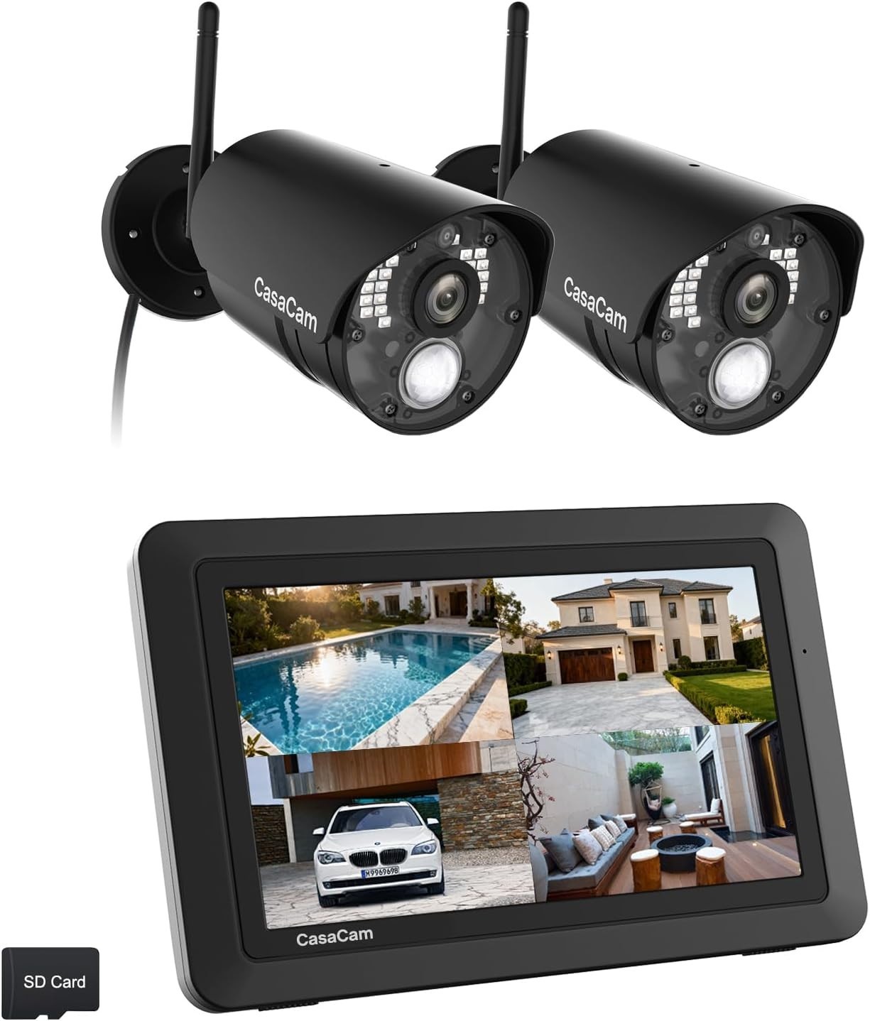 Wireless Security Camera System: 2 x 720p Cams with 7-Inch Touchscreen Monitor