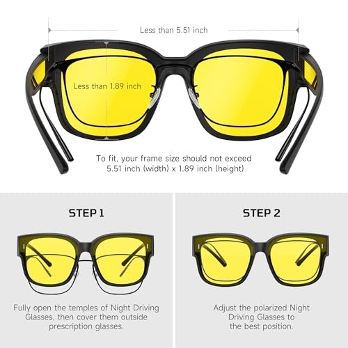 Night Vision Driving Glasses for Men Women – Square Polarized Fit A02-black