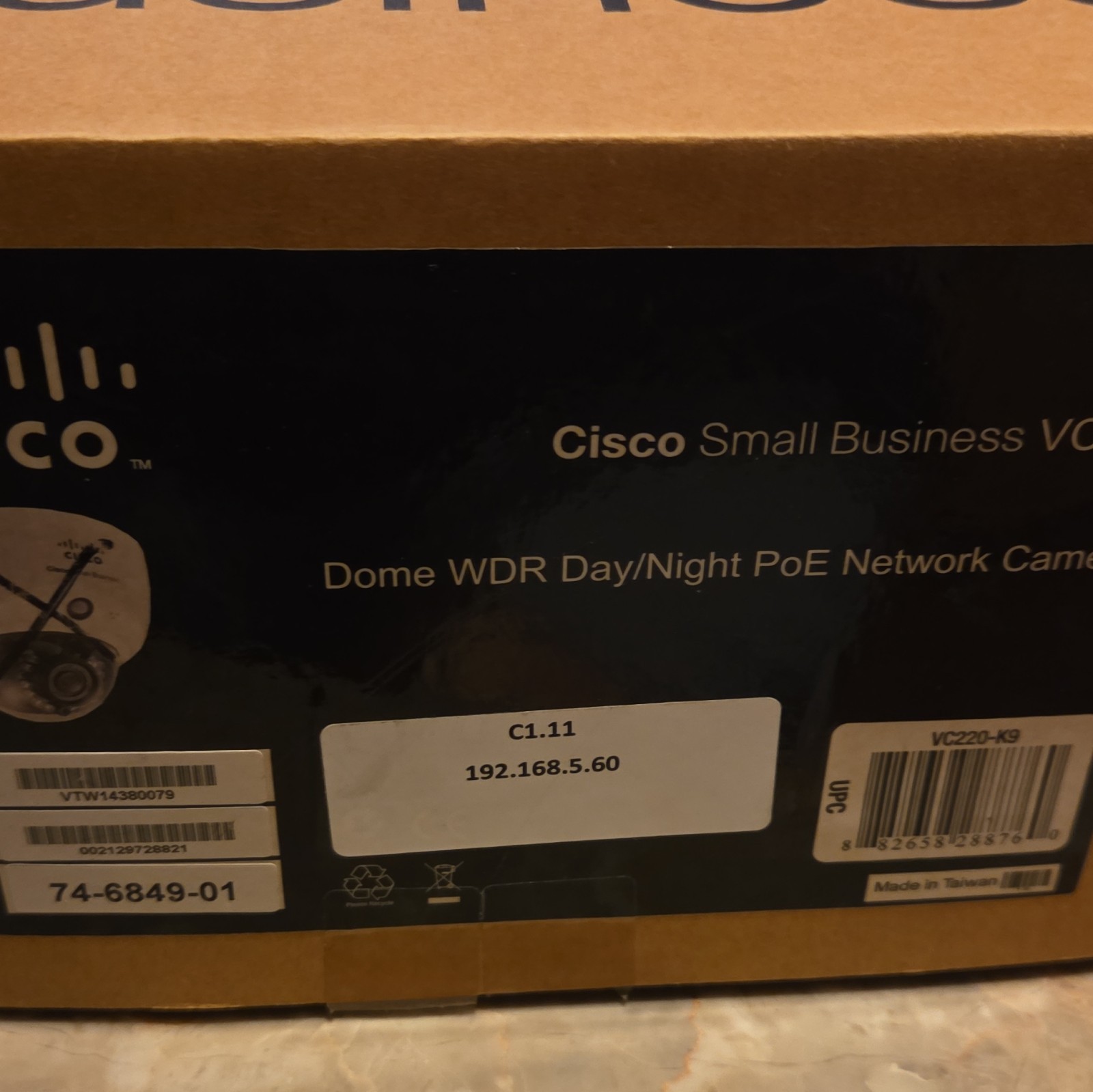 Cisco Small Business VC220 Dome IP Network Camera PoE 1080p WDR Day/Night